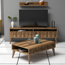 Hanah Home Conjunto de muebles de salón Line - Nogal